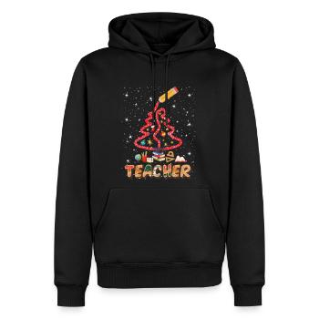 Teacher Christmas Pine Tree Funny Holiday - Men's Premium Hoodie - black - Front - Nico (187cm) & Julia (174cm)