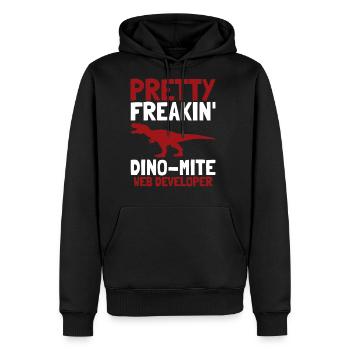 Pretty Freakin Dinomite Développeur Web - Molleton à capuche Premium pour homme - noir - Devant - Nico (187cm) & Julia (174cm)