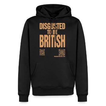 Katharine Hamnett Disgusted to be British Shirt - Men's Premium Hoodie - black - Front - Nico (187cm) & Julia (174cm)