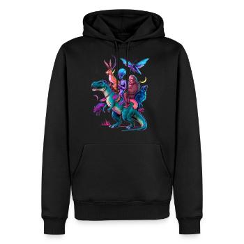 Cryptozoology Cryptid Bigfoot Jackalope Mothman - Men's Premium Hoodie - black - Front - Nico (187cm) & Julia (174cm)