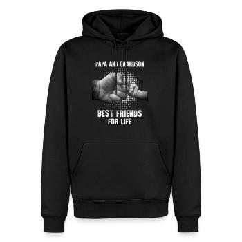 PAPA AND GRANDSON - Men's Premium Hoodie - black - Front - Nico (187cm) & Julia (174cm)