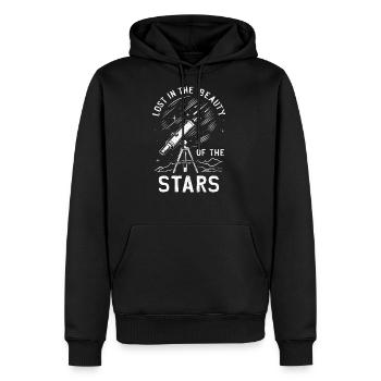 Stargazing Adventures Under the Meteor Shower - Men's Premium Hoodie - black - Front - Nico (187cm) & Julia (174cm)