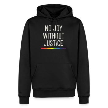 Queer Pride Queer Joy LGBTQ+ Affirmation Trans - Men's Premium Hoodie - black - Front - Nico (187cm) & Julia (174cm)