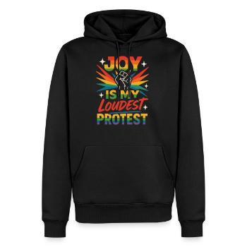 Queer Pride Queer Joy LGBTQ+ Affirmation Trans - Men's Premium Hoodie - black - Front - Nico (187cm) & Julia (174cm)
