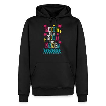 Queer Pride Queer Joy LGBTQ+ Affirmation Trans - Men's Premium Hoodie - black - Front - Nico (187cm) & Julia (174cm)