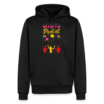 Queer Pride Queer Joy LGBTQ+ Affirmation Trans - Men's Premium Hoodie - black - Front - Nico (187cm) & Julia (174cm)
