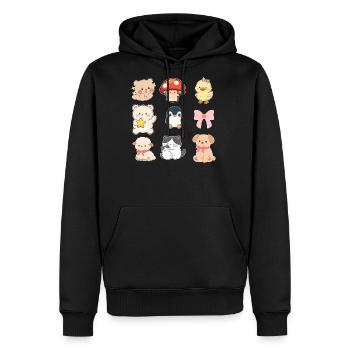 Kawaii Critter Sticker Set - Men's Premium Hoodie - black - Front - Nico (187cm) & Julia (174cm)