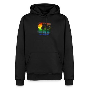 Los Angeles California LGBTQ Rainbow Flag Pride - Men's Premium Hoodie - black - Front - Nico (187cm) & Julia (174cm)