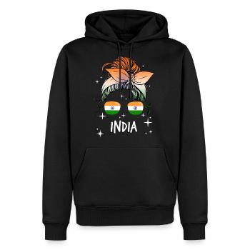 India - Men's Premium Hoodie - black - Front - Nico (187cm) & Julia (174cm)
