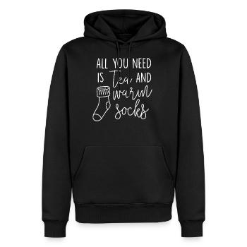 All You Need Is Tea And Warm Socks - Men's Premium Hoodie - black - Front - Nico (187cm) & Julia (174cm)