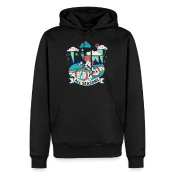 All Seasons Cyclist Weather - Men's Premium Hoodie - black - Front - Nico (187cm) & Julia (174cm)