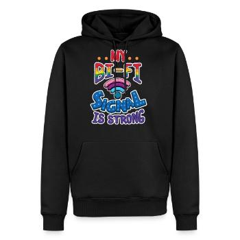Gay Pride Lesbian LGB My BI-FI Signal is STRONG - Men's Premium Hoodie - black - Front - Nico (187cm) & Julia (174cm)