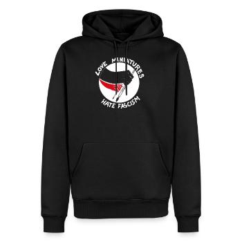 Love_Miniatures_Hate_Fascism - Men's Premium Hoodie - black - Front - Nico (187cm) & Julia (174cm)
