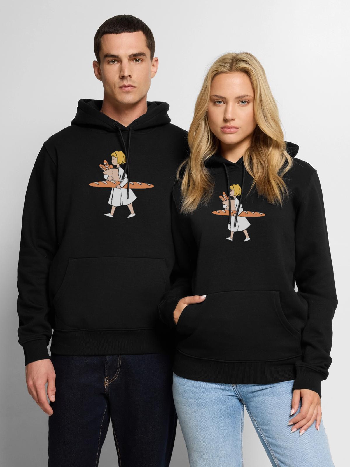 French Bread Baguette Bread - Men's Premium Hoodie - black - Front - Nico (187cm) & Julia (174cm)