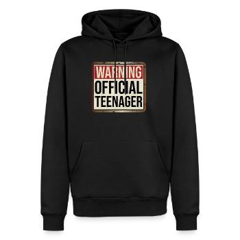 Warning Official Teenager - Men's Premium Hoodie - black - Front - Nico (187cm) & Julia (174cm)