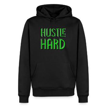 HUSTLE HARD - Men's Premium Hoodie - black - Front - Nico (187cm) & Julia (174cm)