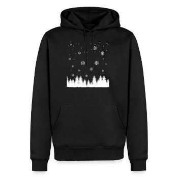 Snowflakes And Pine Trees - Men's Premium Hoodie - black - Front - Nico (187cm) & Julia (174cm)