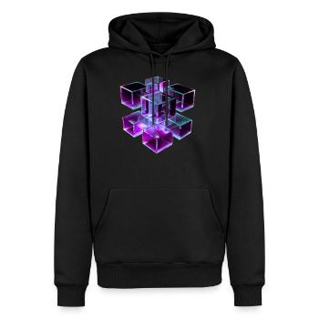 Depth Grid – Cubes in Motion - Men's Premium Hoodie - black - Front - Nico (187cm) & Julia (174cm)