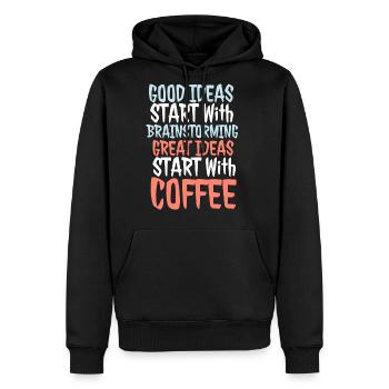 GOOD IDEAS START WITH BRAINST - Men's Premium Hoodie - black - Front - Nico (187cm) & Julia (174cm)