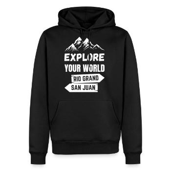 Explore Your World, Bear Nature Outdoor Mountains. - Men's Premium Hoodie - black - Front - Nico (187cm) & Julia (174cm)