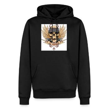 Bold skull with crowned wings - Men's Premium Hoodie - black - Front - Nico (187cm) & Julia (174cm)