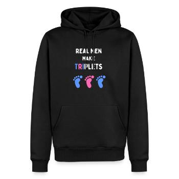 Real men make triplets, blue and pink baby feet - Men's Premium Hoodie - black - Front - Nico (187cm) & Julia (174cm)