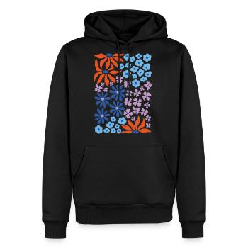 Red Blue Lilac Whimsical Flowers - Men's Premium Hoodie - black - Front - Nico (187cm) & Julia (174cm)