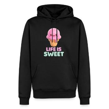 Life is Sweet Ice Cream Kawaii - Men's Premium Hoodie - black - Front - Nico (187cm) & Julia (174cm)