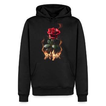 Flaming Rose Inferno - Men's Premium Hoodie - black - Front - Nico (187cm) & Julia (174cm)