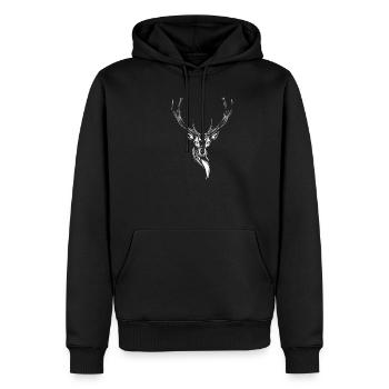 Stag Deer Antlers Majestic - Men's Premium Hoodie - black - Front - Nico (187cm) & Julia (174cm)
