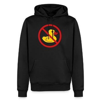 prohibited zone sign symbol sign no squeak duck ru - Men's Premium Hoodie - black - Front - Nico (187cm) & Julia (174cm)