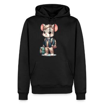 Cute Schoolboy Mouse - Men's Premium Hoodie - black - Front - Nico (187cm) & Julia (174cm)