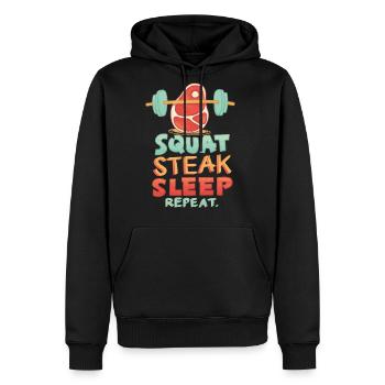 Squat Steak Sleep - Men's Premium Hoodie - black - Front - Nico (187cm) & Julia (174cm)