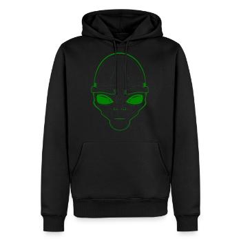Alien Face, Minimalist Line art - Men's Premium Hoodie - black - Front - Nico (187cm) & Julia (174cm)