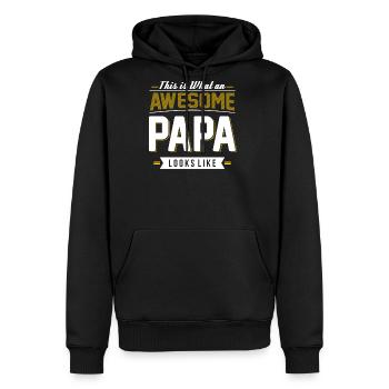 Papa - Papa - awesome papa - Men's Premium Hoodie - black - Front - Nico (187cm) & Julia (174cm)