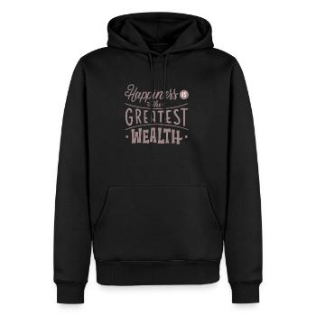HAPPINESS IS THE GREATEST WEALTH - Men's Premium Hoodie - black - Front - Nico (187cm) & Julia (174cm)
