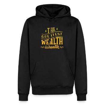 THE GREATEST WEALTH IS HEALTH - Men's Premium Hoodie - black - Front - Nico (187cm) & Julia (174cm)
