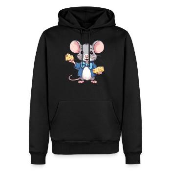 Cute mouse with cheese - Men's Premium Hoodie - black - Front - Nico (187cm) & Julia (174cm)