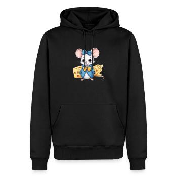 Cute mouse with cheese - Men's Premium Hoodie - black - Front - Nico (187cm) & Julia (174cm)