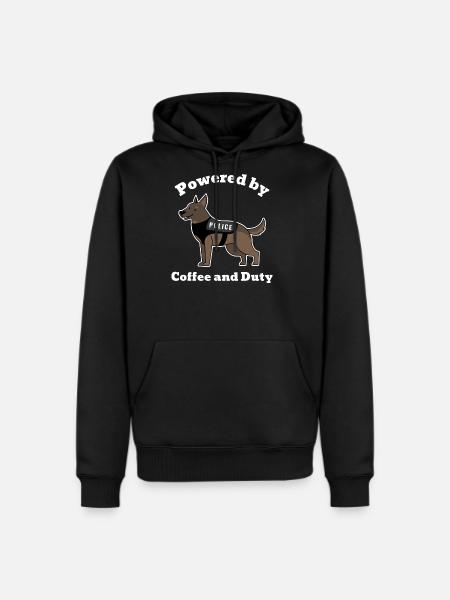 t-shirt-design-featuring-a-smiling-police dog - Men's Premium Hoodie - black