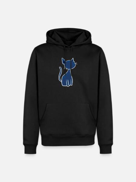 blue cat symbol animal cute - Men's Premium Hoodie - black