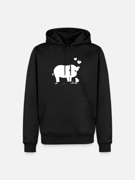 Schwein Süß rosa herzen blume - Men's Premium Hoodie - black
