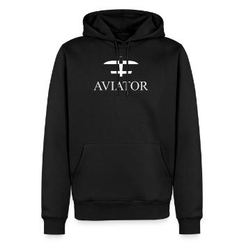 T-shirt Logo minimaliste emblème d’aviateur - Molleton à capuche Premium pour homme - noir - Devant - Nico (187cm) & Julia (174cm)