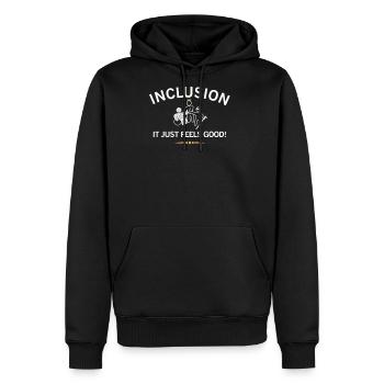 INCLUSION FEELS GOOD - Men's Premium Hoodie - black - Front - Nico (187cm) & Julia (174cm)