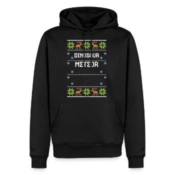 Dinosaur Meteor - Ugly Christmas - Men's Premium Hoodie - black - Front - Nico (187cm) & Julia (174cm)