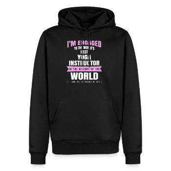 I'm Engaged To The World s Best Yoga Instructor - Men's Premium Hoodie - black - Front - Nico (187cm) & Julia (174cm)