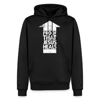 Jesus - Proof That Jesus Heals Arrow Christian F - Men's Premium Hoodie - black - Front - Nico (187cm) & Julia (174cm)