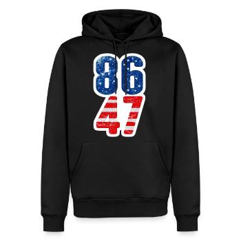 Patriotic Distressed Numerals 86 47 - Men's Premium Hoodie - black - Front - Nico (187cm) & Julia (174cm)