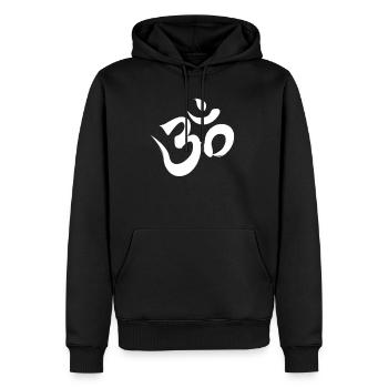 Om - Men's Premium Hoodie - black - Front - Nico (187cm) & Julia (174cm)