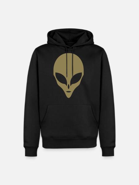 Alien Silhouette Head Face - Men's Premium Hoodie - black
